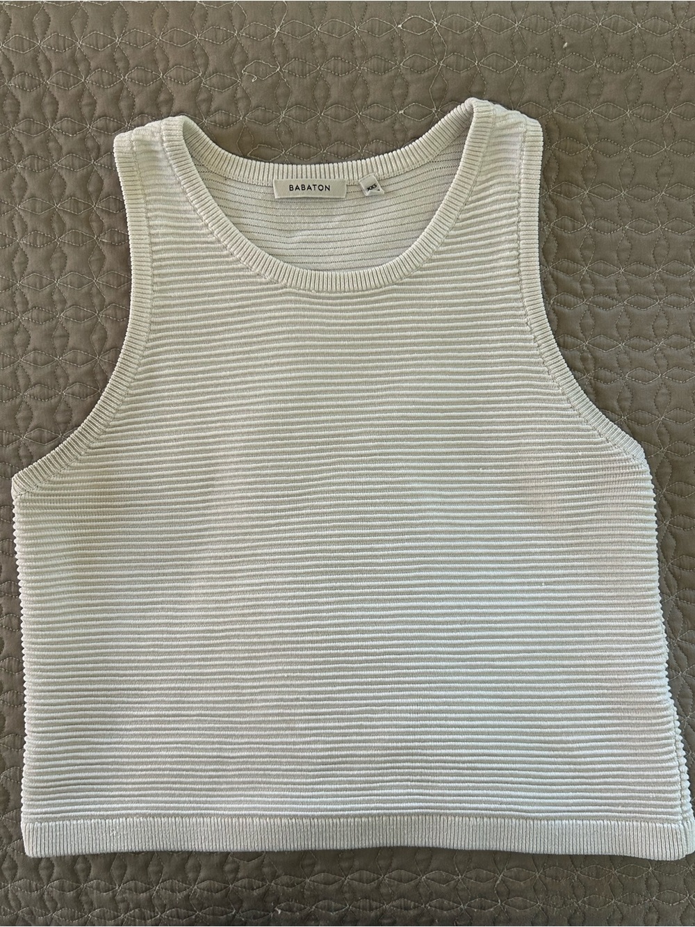 Babaton White Ribbed Tank Top